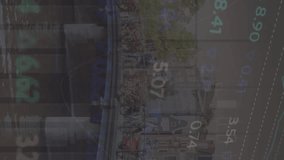 Animation of round scanners and data processing against aerial view of city bridge. Computer interface and business data technology concept - Powered by Shutterstock - Get 15% off with code: PIKWIZARD15