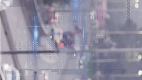 Animation of financial data processing over cityscape. Global business, finances, computing and data processing concept digitally generated video. - Powered by Shutterstock - Get 15% off with code: PIKWIZARD15