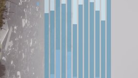 Animation of bar graphs over aerial view of modern cityscape against sky. Digital composite, multiple exposure, report, business, buildings, architecture and technology concept. - Powered by Shutterstock - Get 15% off with code: PIKWIZARD15