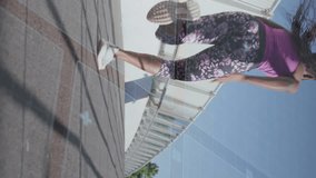 Animation of financial data processing over woman running. Global computing, digital interface and data processing concept digitally generated video. - Powered by Shutterstock - Get 15% off with code: PIKWIZARD15