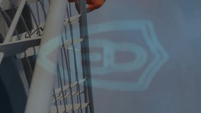 Animation of padlock and data processing over caucasian man running in city. Global sports, business, finances, computing and data processing concept digitally generated video. - Powered by Shutterstock - Get 15% off with code: PIKWIZARD15