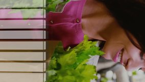 Animation of data processing on diagram over caucasian woman picking vegetables in shop. Shopping, ecology and digital interface concept digitally generated video. - Powered by Shutterstock - Get 15% off with code: PIKWIZARD15