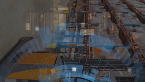 Animation of scope and financial data processing over warehouse. Global shipping, business, connections, computing and data processing concept digitally generated video. - Powered by Shutterstock - Get 15% off with code: PIKWIZARD15