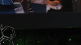 Animation of data processing and chemical formula over diverse workers in server room. Global technology and digital interface concept digitally generated video. - Powered by Shutterstock - Get 15% off with code: PIKWIZARD15