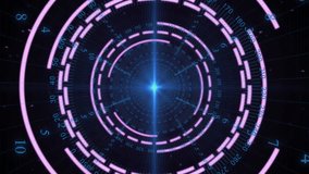 Animation of pink circular scanner, blue light and processing data on black background. Connection, network, data, digital interface and global communication, digitally generated video. - Powered by Shutterstock - Get 15% off with code: PIKWIZARD15