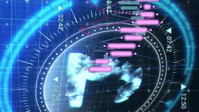 Animation of data processing and diagrams over scope scanning with pound symbol. Technology, business and digital interface concept digitally generated video. - Powered by Shutterstock - Get 15% off with code: PIKWIZARD15