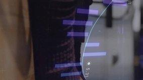 Animation of diagrams and data processing over businessman using smartphone. Global business, technology and digital interface concept digitally generated video. - Powered by Shutterstock - Get 15% off with code: PIKWIZARD15