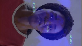 World map and data points animation over woman talking in office. Business, technology, analytics, global, communication, virtual - Powered by Shutterstock - Get 15% off with code: PIKWIZARD15