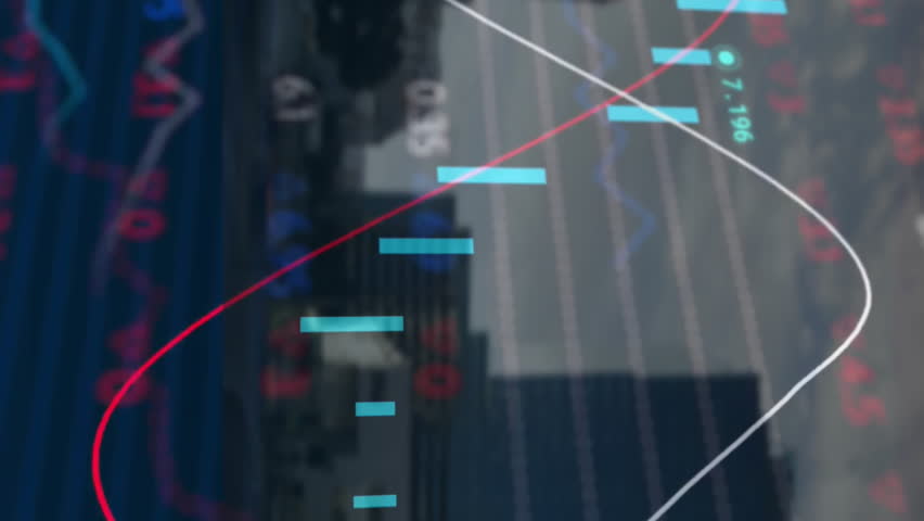 Animating financial data charts and graphs over cityscape background at night. Finance, animation, data visualization, urban, economy, analytics - Powered by Shutterstock - Get 15% off with code: PIKWIZARD15
