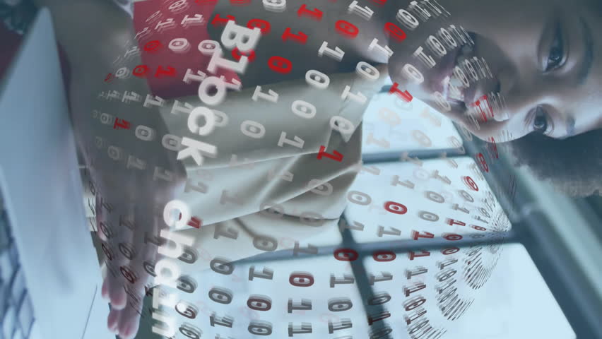 Businesswoman working on laptop with blockchain data animation over her. Technology, innovation, digital, finance, network, futuristic - Powered by Shutterstock - Get 15% off with code: PIKWIZARD15