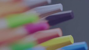 Colorful pencils with chat icon animation over blurred school background. Education, communication, creativity, social media, dialogue, vibrant - Powered by Shutterstock - Get 15% off with code: PIKWIZARD15