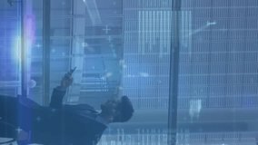 Animation of financial data processing over businessman using smartphone. global business, finances, data processing and digital interface concept digitally generated video. - Powered by Shutterstock - Get 15% off with code: PIKWIZARD15