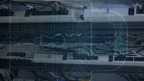 Security padlock icon and round scanners against caucasian female engineer working in server room. Cyber security and business data storage technology concept - Powered by Shutterstock - Get 15% off with code: PIKWIZARD15