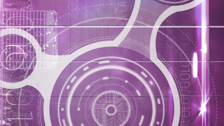 Animation of flare, digital circles with globe, profile icons and binary code over city. Digitally composite, multiple exposure, hologram, infographic, globalization, futuristic, technology, building. - Powered by Shutterstock - Get 15% off with code: PIKWIZARD15