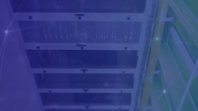 Animation of connected dots over data server systems in server room. Digital composite, multiple exposure, communication, data center, networking, technology and network server concept. - Powered by Shutterstock - Get 15% off with code: PIKWIZARD15
