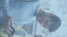 Animation of data processing over caucasian couple using smarphone. Global business, computing, digital interface and data processing concept digitally generated video. - Powered by Shutterstock - Get 15% off with code: PIKWIZARD15