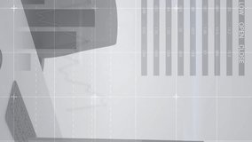 Animation of financial data processing over desk with computer on white background. Global busienss, computing, finances and digital interface concept digitally generated video. - Powered by Shutterstock - Get 15% off with code: PIKWIZARD15