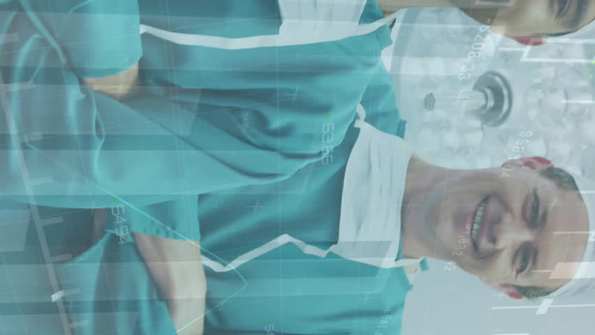 Animation of statistics and data processing over diverse surgeons. Global medicine, connections, computing and data processing concept digitally generated video. - Powered by Shutterstock - Get 15% off with code: PIKWIZARD15