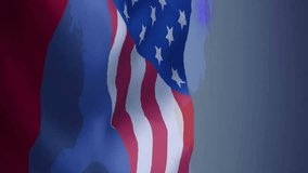 American and Russian flags with data processing animation overlaid. international, diplomacy, technology, cybersecurity, data analysis, information - Powered by Shutterstock - Get 15% off with code: PIKWIZARD15