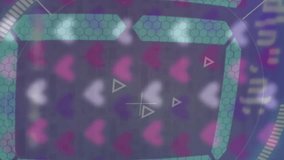 Animation of rows of hearts, scope and countdown. Global business, finances, computing and data processing concept digitally generated video. - Powered by Shutterstock - Get 15% off with code: PIKWIZARD15