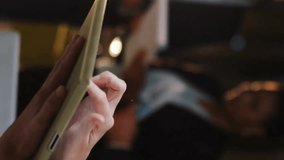 Animation of infographic interface, diverse business people using digital tablet against lens flare. Digital composite, business, report, progress, teamwork, office, technology, sunlight. - Powered by Shutterstock - Get 15% off with code: PIKWIZARD15