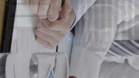 Animation of network of connections over man using tablet. Global business finances during covid pandemic concept digitally generated video. - Powered by Shutterstock - Get 15% off with code: PIKWIZARD15