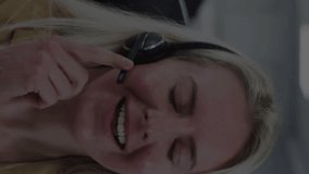 Animation of data processing over caucasian businesswoman using phone headset. Global business and digital interface concept digitally generated video. - Powered by Shutterstock - Get 15% off with code: PIKWIZARD15