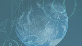 Animation of stock market over network of connections and globe on green background cityscape. Global finances, computing and digital interface concept digitally generated video. - Powered by Shutterstock - Get 15% off with code: PIKWIZARD15