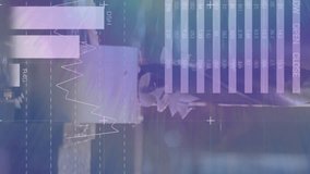 Animation of multiple graphs, map and data moving over equipment recycling garbage. Digital composite, multiple exposure, infographic, recycling, pollution, waste management, conservation. - Powered by Shutterstock - Get 15% off with code: PIKWIZARD15