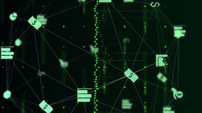 Animation of globe of network of connections with digital icons. Global internet security data processing connections and digital interface concept digitally generated video. - Powered by Shutterstock - Get 15% off with code: PIKWIZARD15