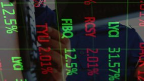 Animation of financial data processing over cardboard boxes on conveyor belt in background. Global business finances connections and digital interface concept digitally generated video. - Powered by Shutterstock - Get 15% off with code: PIKWIZARD15