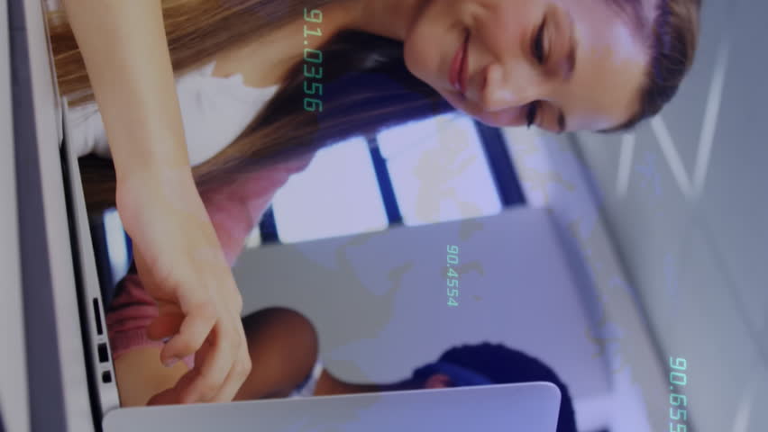 Animation of data processing over diverse students using laptops. Global education and digital interface concept digitally generated video. - Powered by Shutterstock - Get 15% off with code: PIKWIZARD15