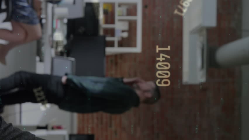 Animation of data processing over business people using phone headsets. Global finances business digital interface and technology concept digitally generated video. - Powered by Shutterstock - Get 15% off with code: PIKWIZARD15