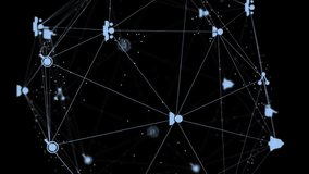 Animation of digital clock over connected dots forming globe against black background. Digitally generated, hologram, illustration, illuminated, globalization, communication and technology concept. - Powered by Shutterstock - Get 15% off with code: PIKWIZARD15