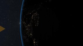 Animation of orange upward arrows over sun and globe in space. Data, digital interface, connection, processing and global communication, digitally generated video. - Powered by Shutterstock - Get 15% off with code: PIKWIZARD15