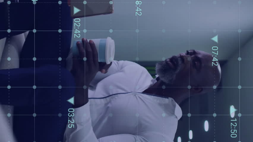 Animation of financial data processing over diverse colleagues discussing work in office. Global business, finances and digital interface concept digitally generated video. - Powered by Shutterstock - Get 15% off with code: PIKWIZARD15