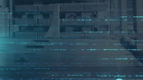 Animation of network of connections with icons and data processing over server room. Global technology, computing and digital interface concept digitally generated video. - Powered by Shutterstock - Get 15% off with code: PIKWIZARD15