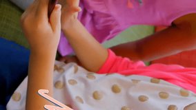 Animation of you are my best friend text over diverse girls using tablet on couch. Friendship and digital interface concept digitally generated video. - Powered by Shutterstock - Get 15% off with code: PIKWIZARD15