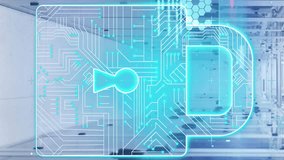 Digital lock and code processing animation over server room background. Cybersecurity, technology, network, data, encryption, servers - Powered by Shutterstock - Get 15% off with code: PIKWIZARD15