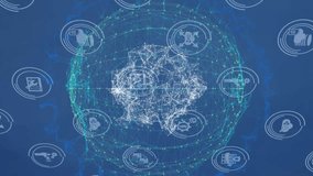 Global network and technology icons animation over blue background. networking, digital, connectivity, internet, data, communication - Powered by Shutterstock - Get 15% off with code: PIKWIZARD15