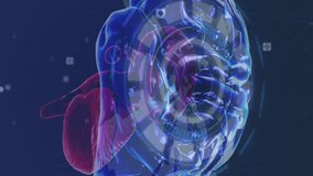 Animation of rotating brain over icons integrated circuit and world map. global connections, human mind, technology and digital interface concept digitally generated video. - Powered by Shutterstock - Get 15% off with code: PIKWIZARD15