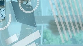 Animation of financial data processing over caucasian businessman using laptop at office. Global business, finances, communication and data processing concept digitally generated video. - Powered by Shutterstock - Get 15% off with code: PIKWIZARD15