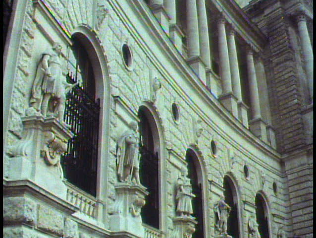 Vienna, Austria, The Hofburg, medium shot, neoclassic facade, tilt down