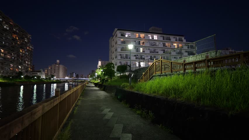 Onagigawa river, Japan Tokyo Night View July 2025