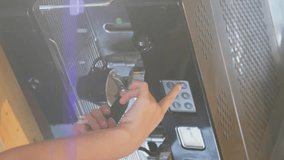 Animation of glowing moving lights over coffee machine. energy movement, coffee concept digitally generated video. - Powered by Shutterstock - Get 15% off with code: PIKWIZARD15