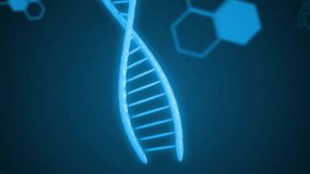 Animation of digital data processing with scope scanning over dna strands on black background. Global science, business, connections, computing and data processing concept digitally generated video. - Powered by Shutterstock - Get 15% off with code: PIKWIZARD15