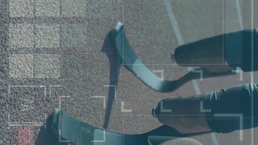 Medical data and health monitoring animation over athlete on running track. Fitness, technology, tracking, performance, biometric, sports - Powered by Shutterstock - Get 15% off with code: PIKWIZARD15