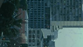 Animation of tech icons with connections floating over cityscape. Network, connections and technology concept digitally generated video. - Powered by Shutterstock - Get 15% off with code: PIKWIZARD15