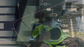 Animation of graphs over caucasian male warehouse worker. Business, finance and delivery services concept digitally generated video. - Powered by Shutterstock - Get 15% off with code: PIKWIZARD15