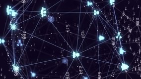 Animation of digital computer icons and numbers interconnecting with lines forming globe. Hologram, digitally generated, abstract, globalization, telecommunication, connection, futuristic, internet. - Powered by Shutterstock - Get 15% off with code: PIKWIZARD15